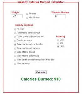 6 day Average calories burned during insanity workout for Russian Twist